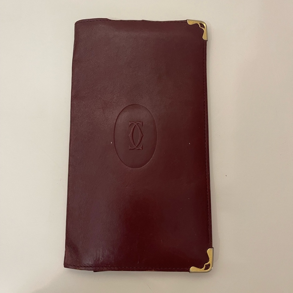 Cartier Burgundy Leather Card Holder with Gold Detail - Picture 1 of 14